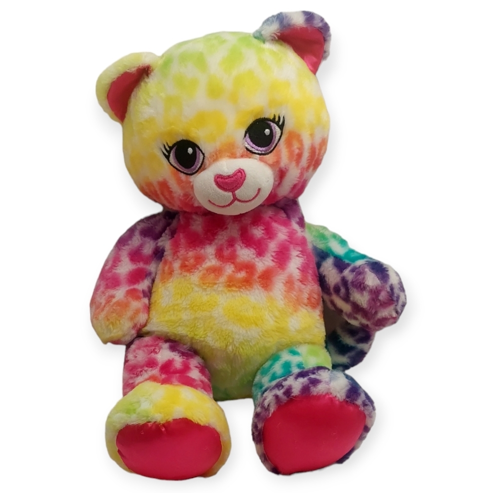 BAB Lisa Frank Cat Leopard Cheetah Rainbow Print Build A Bear Stuffed Animal